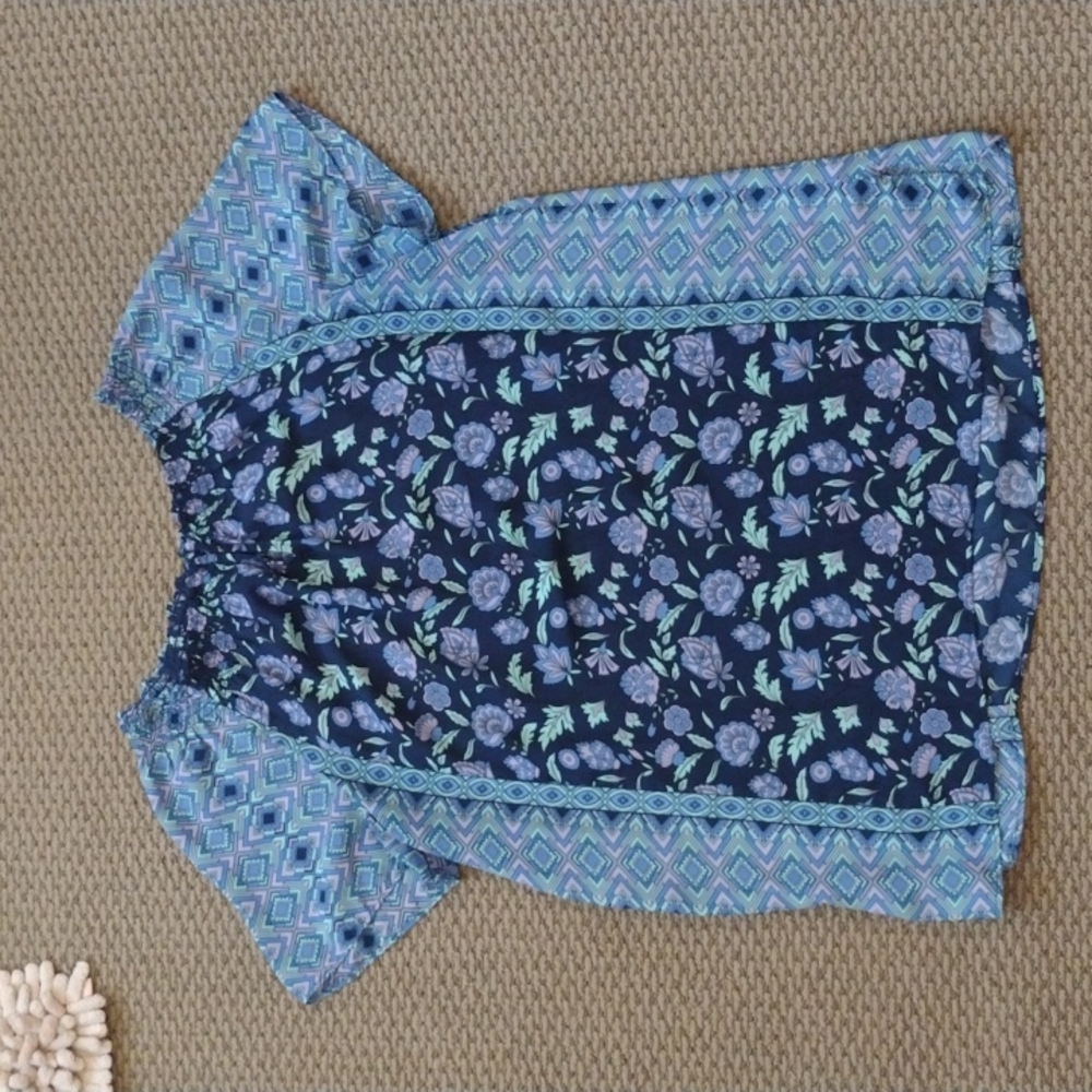 Talbots Flower Short Sleeve Blouse